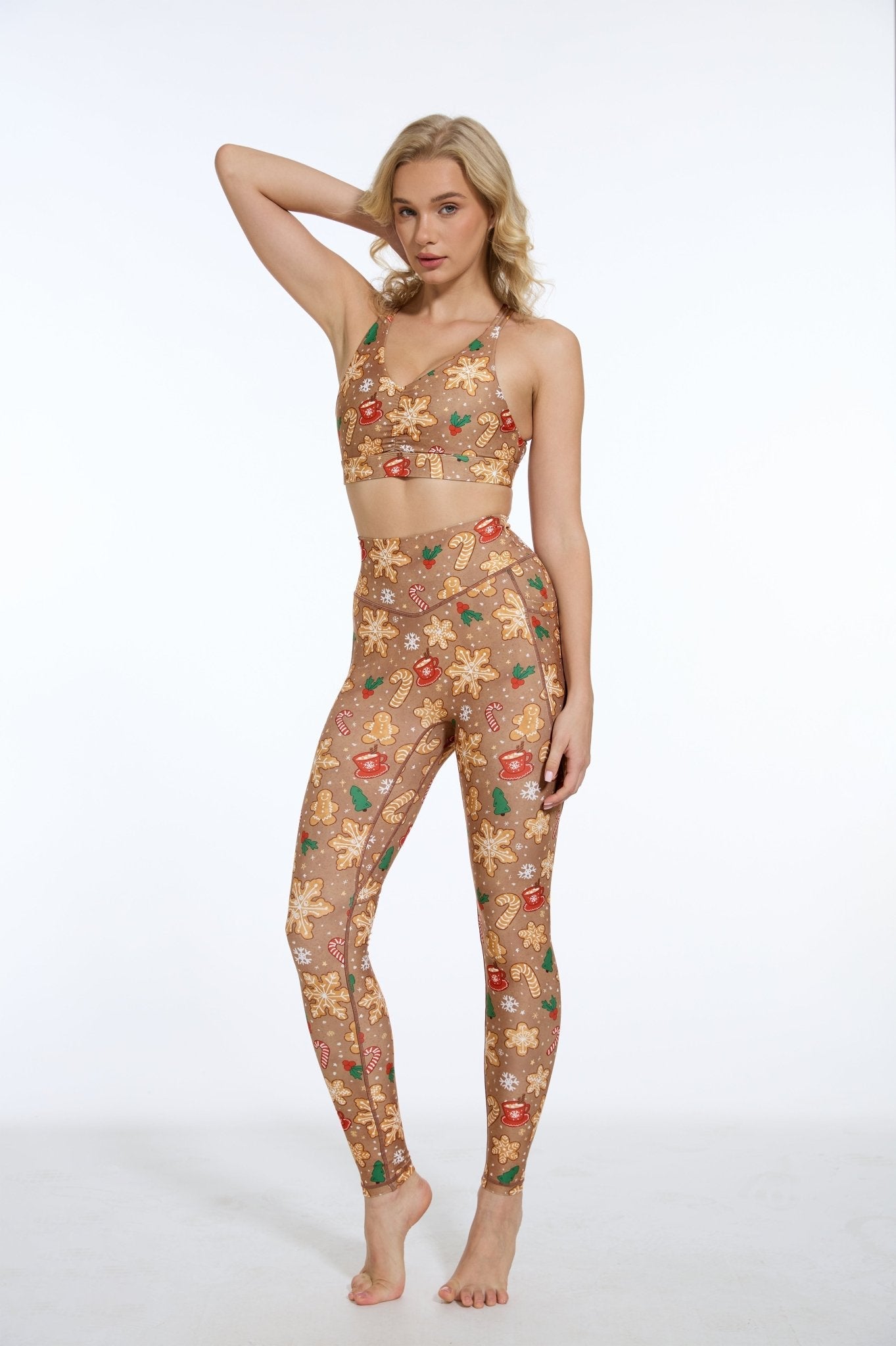 Happy Gingerbread Man High-waisted Leggings with Pockets