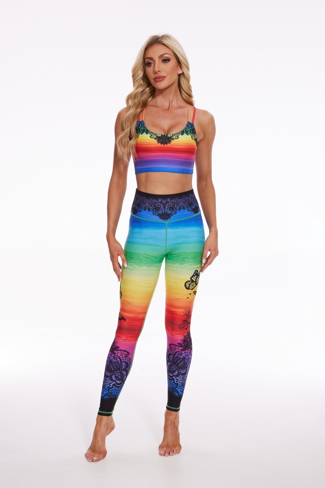 Colorful Horizon Lace High-waisted Leggings